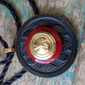 WHIMSY HOUSE I Upcycled Vintage Celluloid & Gold Metal Golf Button Necklace
